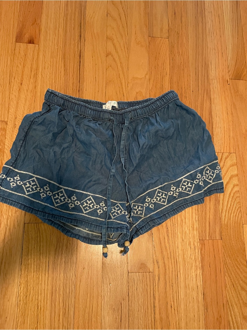 Blue Embroidered Women’s Drawstring Shorts
